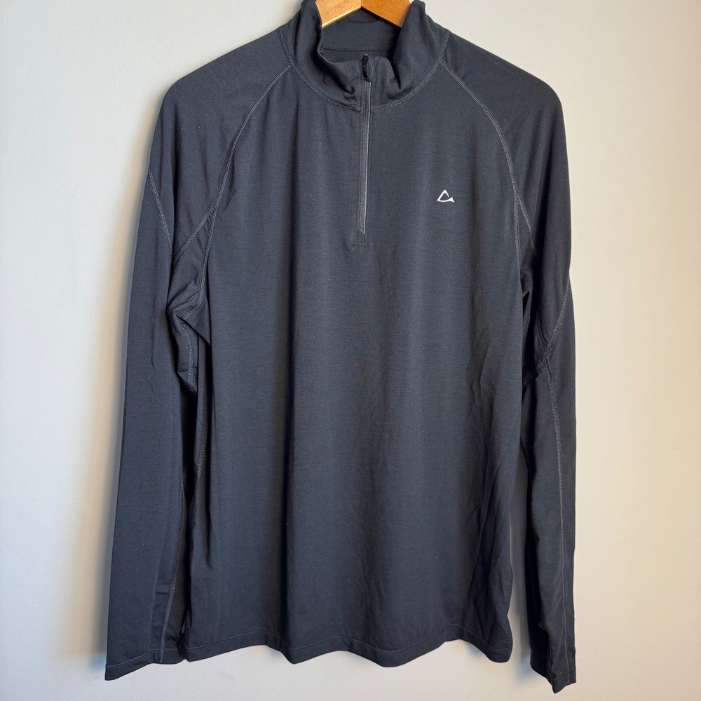 Paradox Mens Merino Blend 1/4 Zip Pullover Base Layer Long Sleeve Black Large